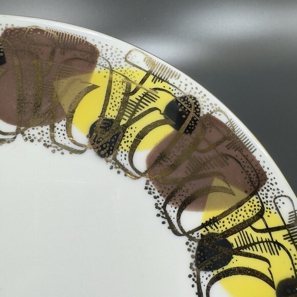 Fine Bavaria German Porcelain Trio Plate Saucer And Teacup Set Heavy Gold Yellow - Picture 6 of 16